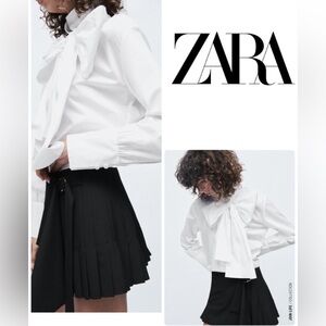 Zara Classic Bow Front Shirt Size S